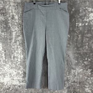 Hilary Radley Size 16 Plaid Stretch Ankle Casual Pants White Black Pull On